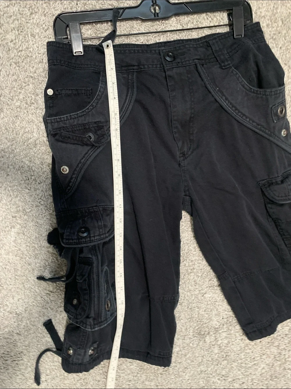 Y2K Request Jeans Black Cargo Utility Goth Shorts